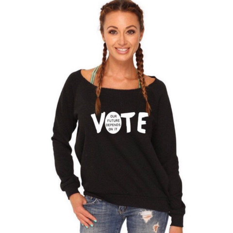 fabulous people election off-the-shoulder "vote" sweatshirt (black)