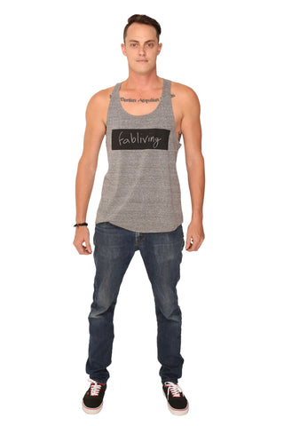 fabliving block racerback tank (heather grey/black)