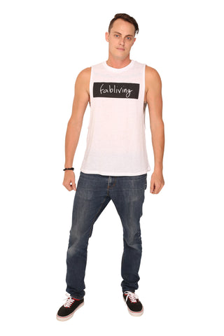 fabliving block muscle tee (white/black)