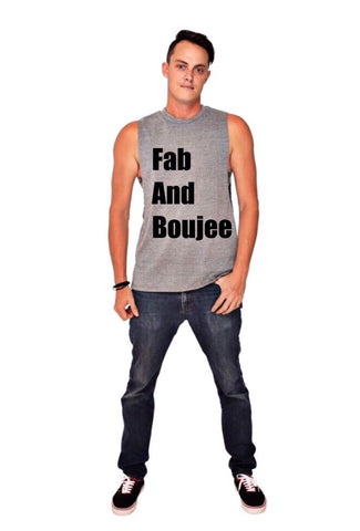 FAB AND BOUJEE muscle tee (heather grey/black)