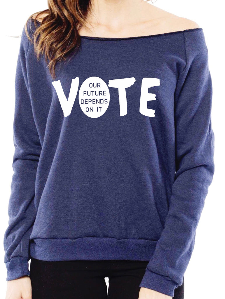 fabulous people election off-the-shoulder "vote" sweatshirt (navy)