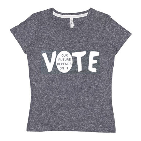 fabulous people election v-neck "Vote" women's tee (white/heather grey)