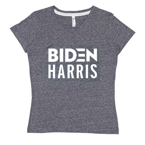 fabulous people election v-neck "Biden Harris" women's tee (white/heather grey)