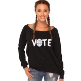 fabulous people election off-the-shoulder "vote" sweatshirt (black)