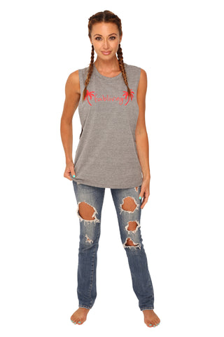 fabliving palm tree muscle tee (heather grey/red)
