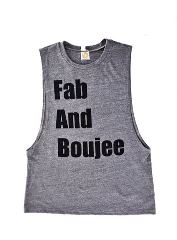 FAB AND BOUJEE muscle tee (heather grey/black)