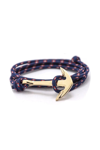 FP gold plated anchor wrap-around rope bracelet (navy)